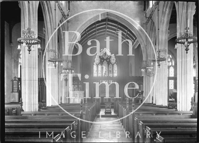 Interior of All Saints' Church, Wrington, Somerset 1935