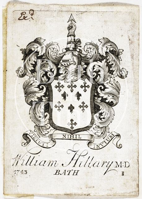 Bookplate for William Hillary M.D., Bath 1743