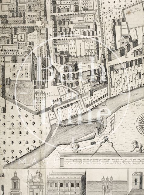 Joseph Gilmore's Map of the City of Bath 1694-1717 - detail