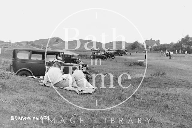 Picnicking at Berrow on Sea near Brean, Somerset c.1930 - detail