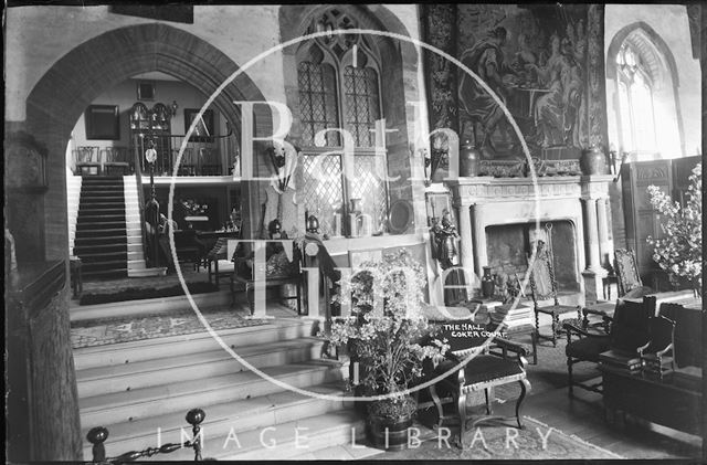 Interior view of the hall, Coker Court, East Coker, Somerset c.1920