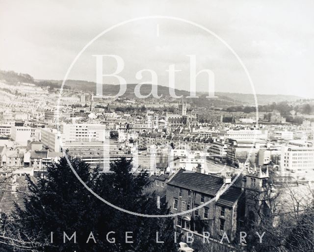 View of Avon Street Car Park and Southgate from Beechen Cliff, Bath c.1973