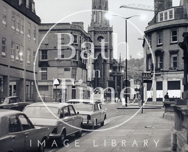 View towards St. Michael's Church from the High Street, Bath c.1973