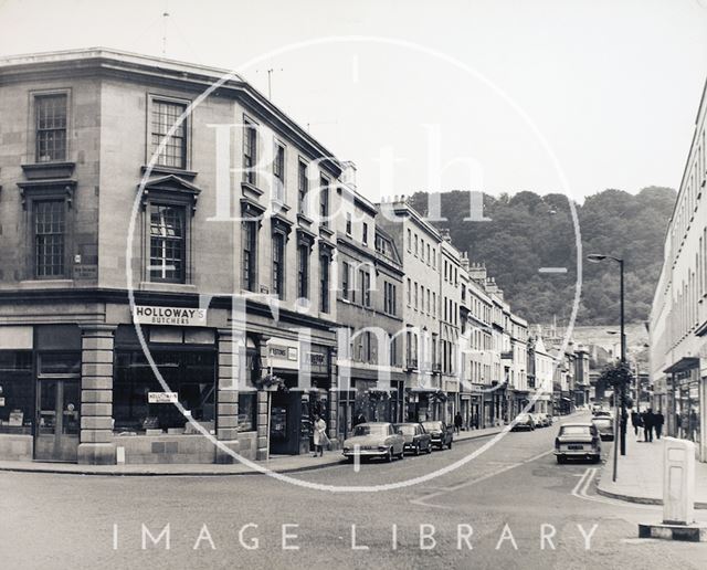 Southgate Street looking south from Lower Borough Walls junction, Bath c.1973