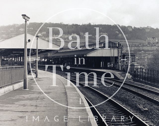 Bath Spa Station platform, looking towards Bathwick c.1973