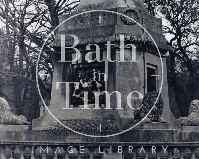 Detail from the Queen Victoria obelisk, Royal Victoria Park, Bath c.1973