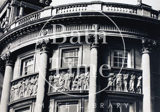 Frieze on the north wing of the Guildhall, High Street, Bath 1979