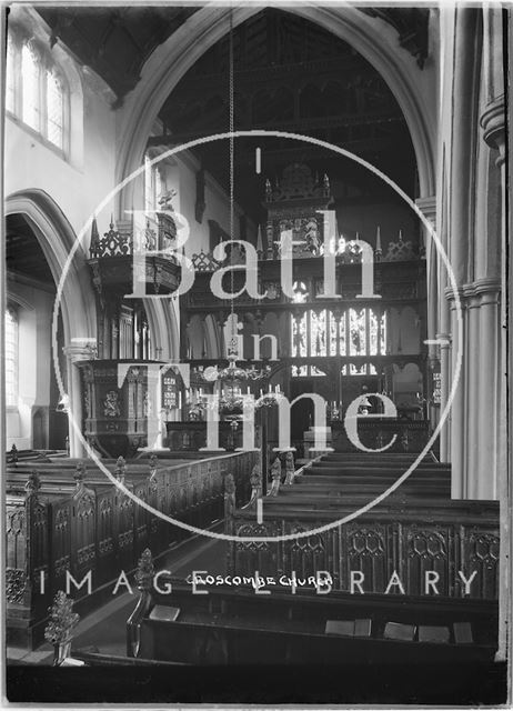 Interior of the Church of St. Mary the Virgin, Croscombe, Somerset c.1930