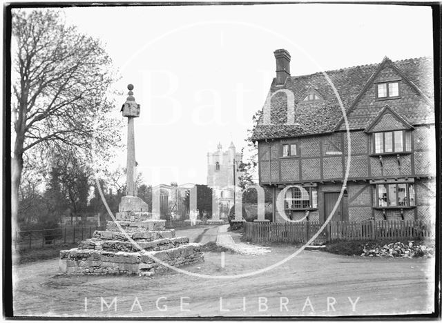 Memorial, timber framed house and church, East Hagbourne, Oxfordshire c.1930