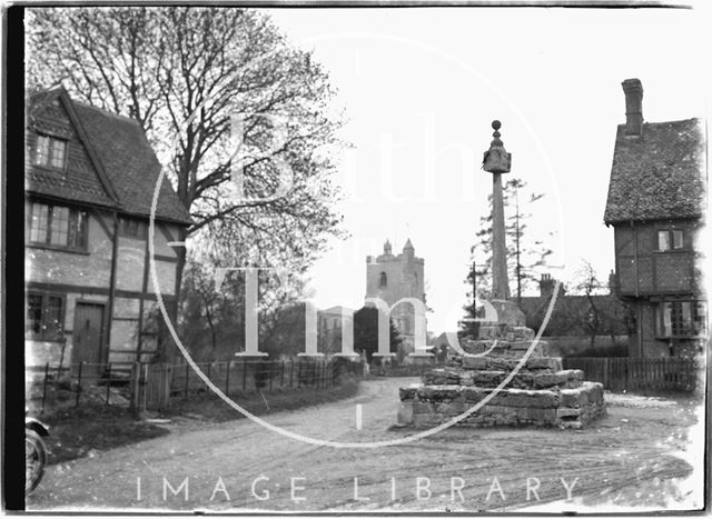 Memorial, timber framed houses and church, East Hagbourne, Oxfordshire c.1930