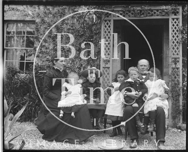 Herbert Pitcher and family at Deptford Post Office, Wiltshire c.1900