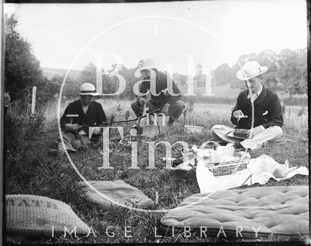 Picnic scene, possible with Bathford in the background c.1900