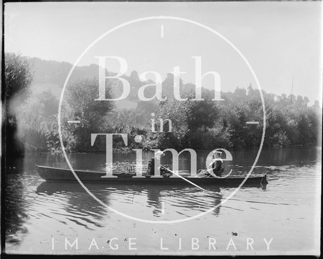 Rowing, at Bathampton, probably to the picnic site c.1900