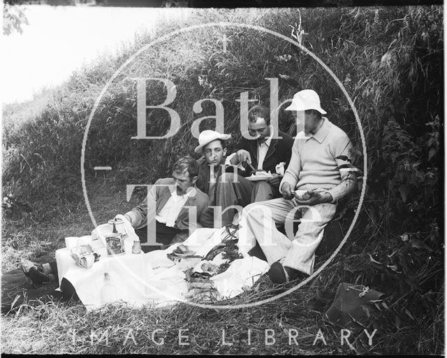 Picnicking by the river, possibly at Warleigh c.1900