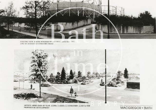 Planned gyratory road exiting on Windsor Bridge Road, Bath 1992