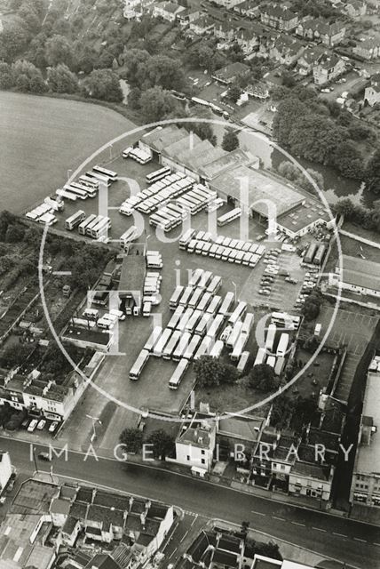 Aerial view of the Kensington Bus Depot, London Road, Bath 1989