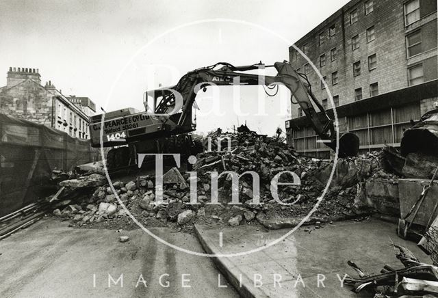 Demolition of the ventilation tower at the Hilton Hotel, Bath 1989