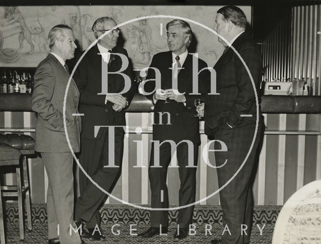 Guests at the bar in the newly completed Beaufort Hotel, Bath 1973