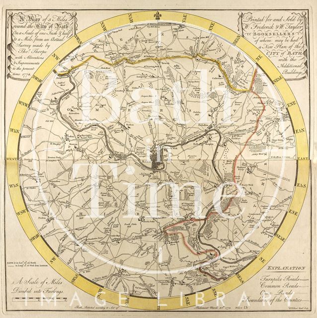 A Plan of 5 Miles Round the City of Bath 1773