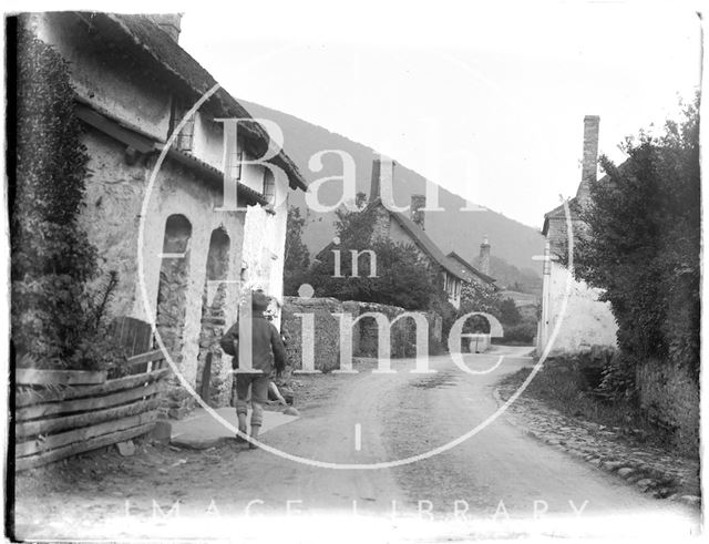 Village street, possibly in Allerford near Minehead, Somerset 1930