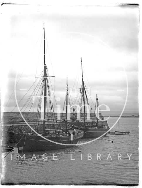 Ships at the quayside at Minehead, Somerset 1931