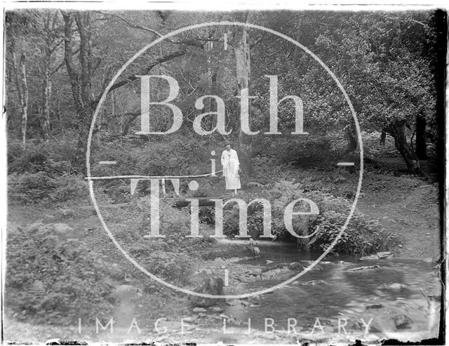 The photographer's wife Violet on the way to Culbone Church near Minehead, Somerset 1926