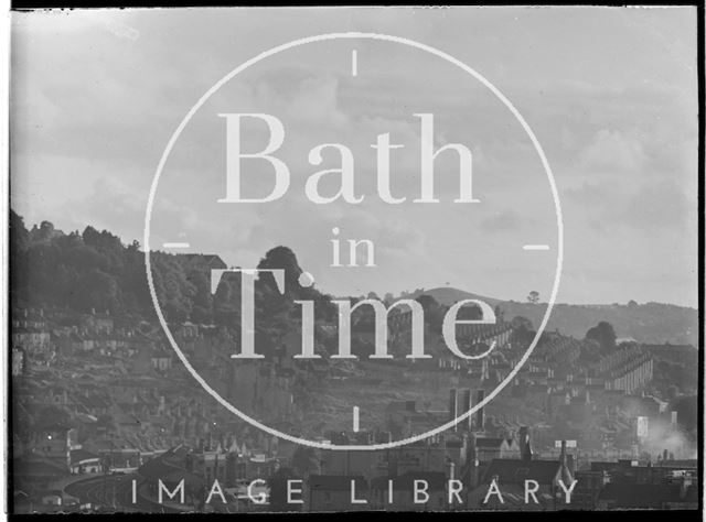 View towards Bath Spa Station and Beechen Cliff from Sydney Buildings, Bath c.1950