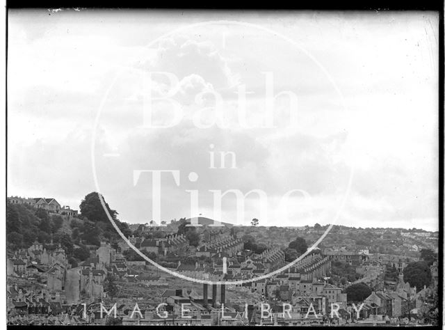 View towards Bath Spa Station and Beechen Cliff from Sydney Buildings, Bath c.1950