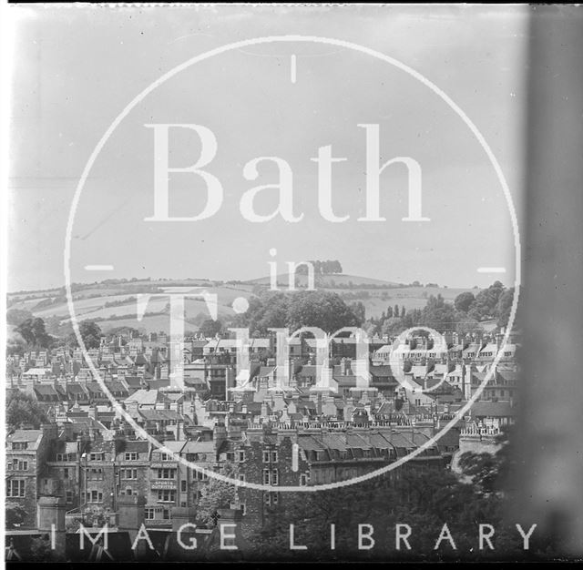 View towards Kelston Round Hill looking over Laura Place, Bath c.1950