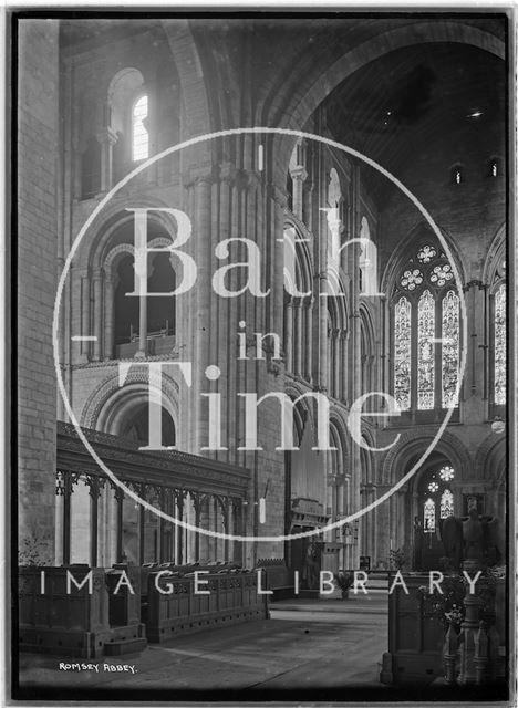 Interior of Romsey Abbey, Hampshire c.1935