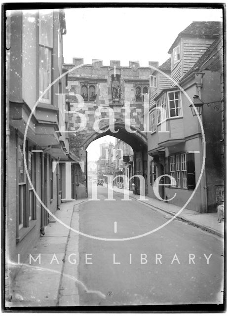 Entrance to the Walks circling Salisbury Cathedral, Wiltshire c.1930