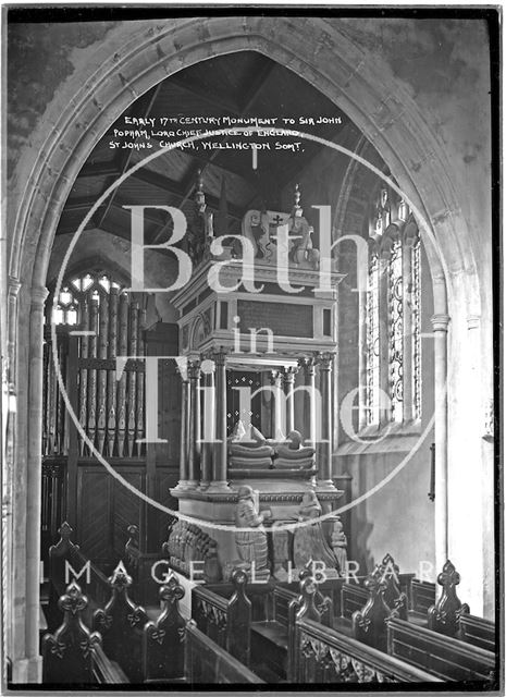 Memorial inside St. John's Church, Wellington, Somerset c.1930