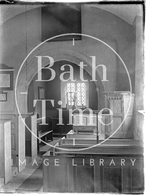 Interior of St. Andrew's Old Church, Holcombe near Stratton-on-the-Fosse, Somerset c.1930