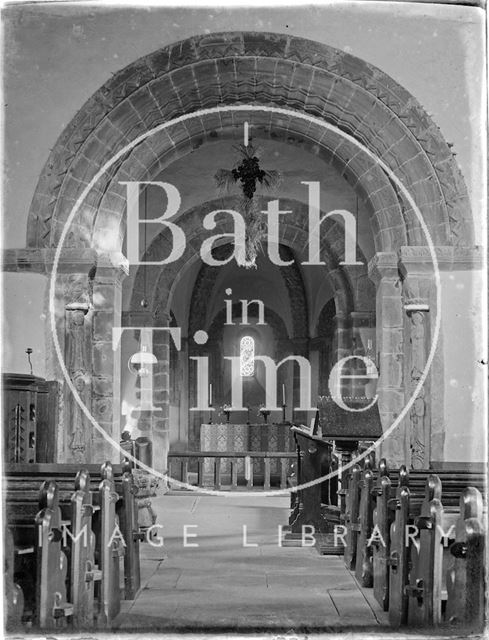 Interior of the Church of St. Mary and St. David's, Kilpeck, Herefordshire c.1920