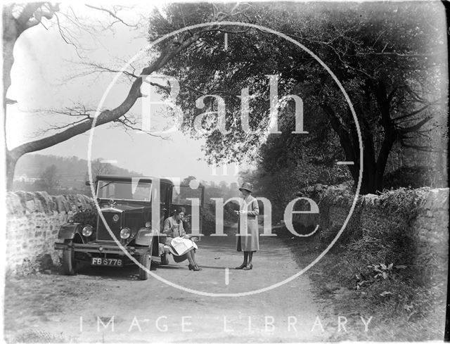 Roadside picnic, probably near Wells, Somerset c.1924