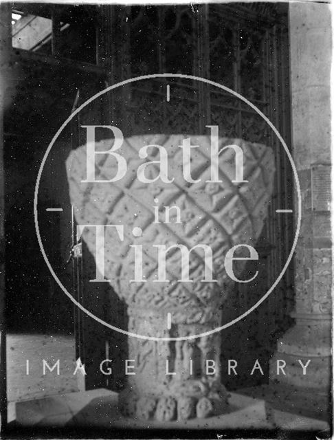 Font, Church of the Holy Cross, Ramsbury, Wiltshire c.1930