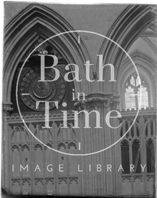 Clock in North Transept, Wells Cathedral, Somerset c.1930