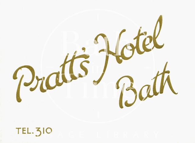 Cover to the Pratt's Hotel brochure, Bath c.1925