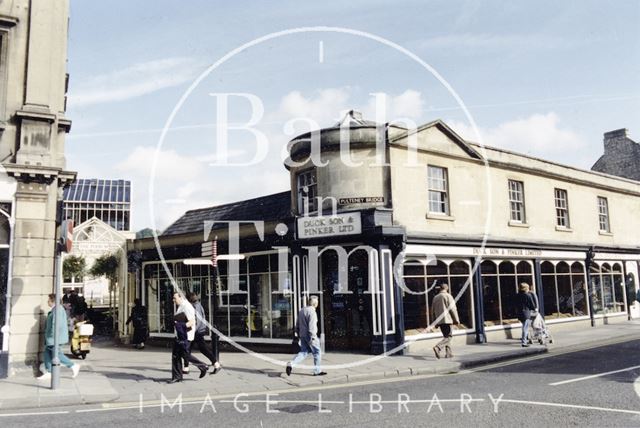 The former premises of Duck Son & Pinker on Pulteney Bridge, Bath 1992