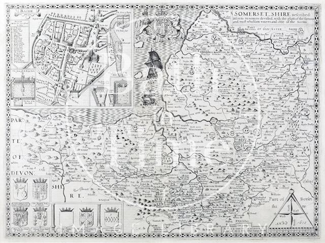 John Speed's Map of Bath and Somersetshire 1610