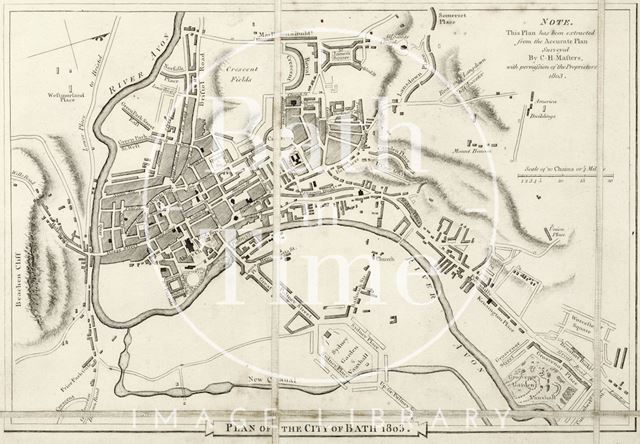 Detail of the City of Bath, A Topographical Map of the County of Somerset, Day and Masters 1803