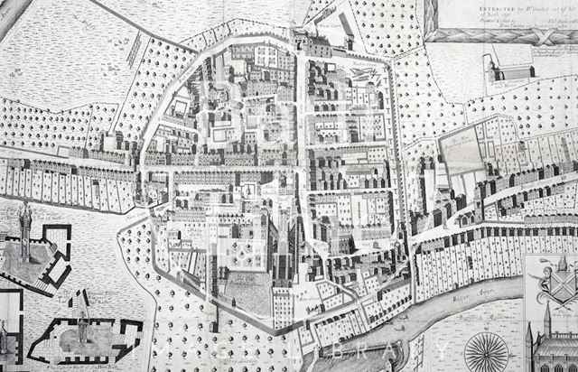 Complete Joseph Gilmore Map of the City of Bath 1694-1717 - detail