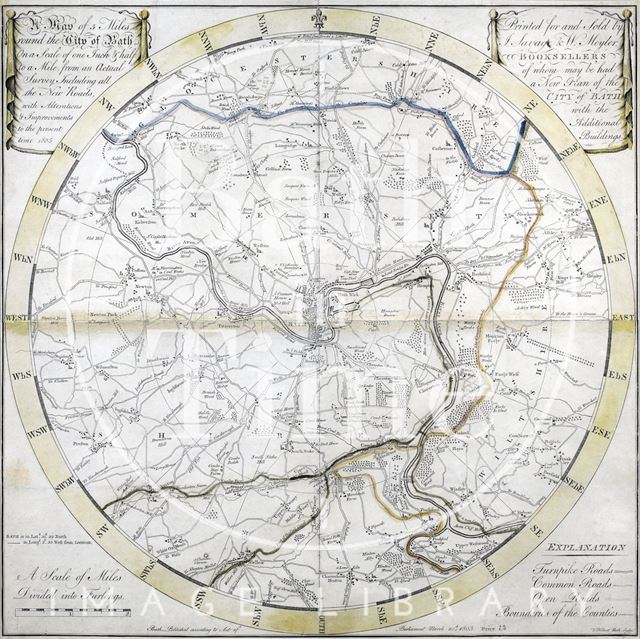 A Plan of 5 Miles Round the City of Bath, Savage & Meyler 1805