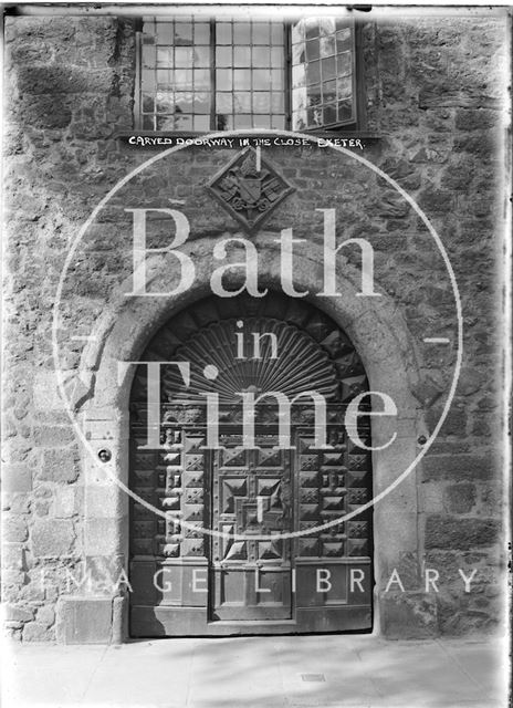 Carved Doorway in the Close, Exeter Cathedral, Devon c.1905