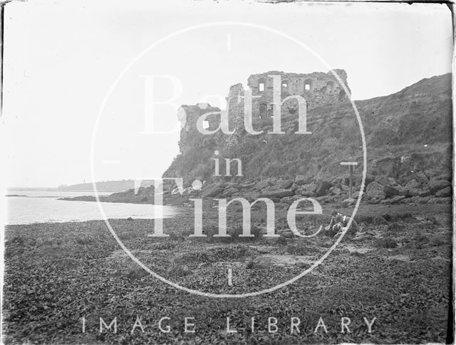 Beachside castle ruin, Castle Cove, Weymouth, Dorset 1925