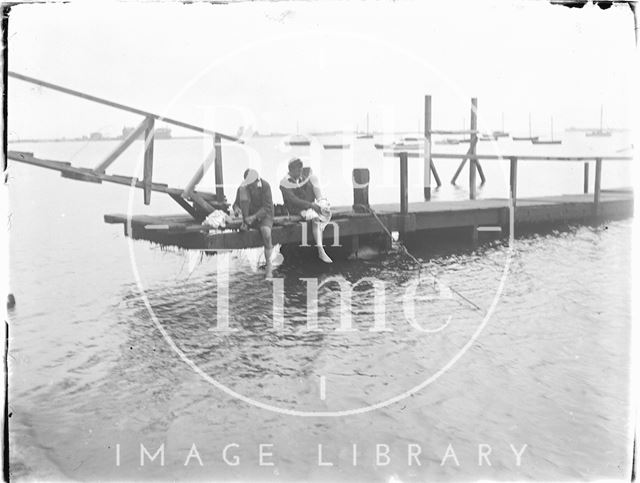 Sitting on the jetty, Weymouth, Dorset 1925