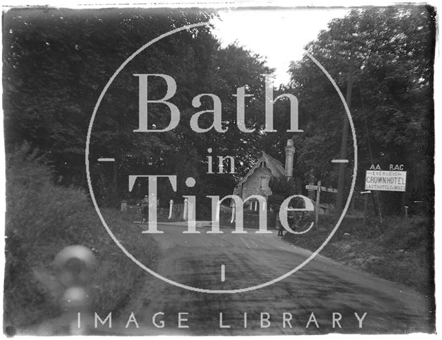 Entrance gates to the Crown Hotel, Everleigh, Wiltshire c.1920