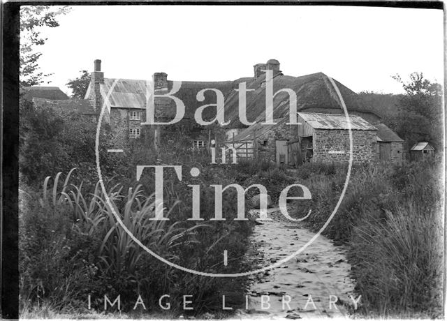 Unidentified thatched farm buildings, Dartmoor, Devon 1906