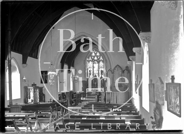 Interior of the church at Upton near Dulverton, Exmoor 1934