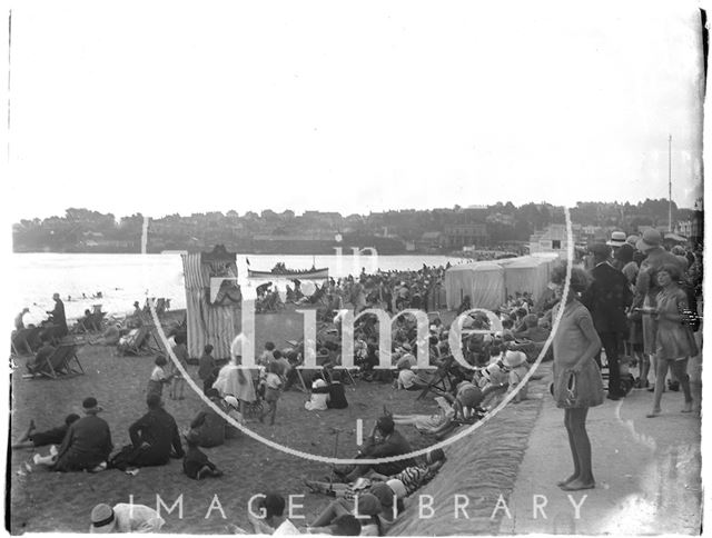 A crowded beach at Paignton, Devon c.1930